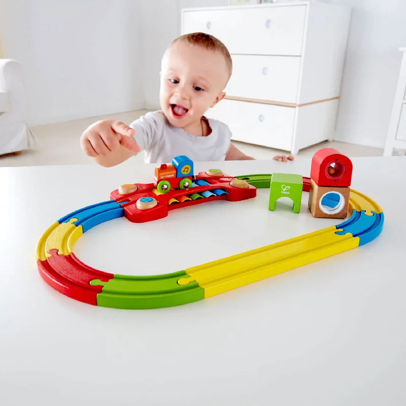 delightful wooden toys for children                   Sensory Railway Train Set Hape