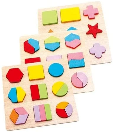 intricately designed wooden toys                 Shape  matching aids