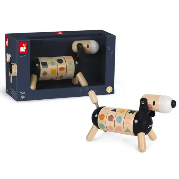 safe and child-appropriate wooden toys for different stages of development                   Shapes and Colours Dog Janod