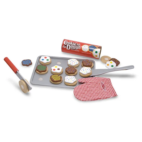 eco-conscious and sustainable wooden toys for children                   Slice and Bake Cookie Set - Wooden Play Food