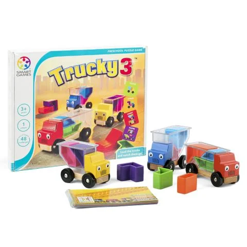sturdy and long-lasting wooden toys for active play                   Smart Games Trucky 3