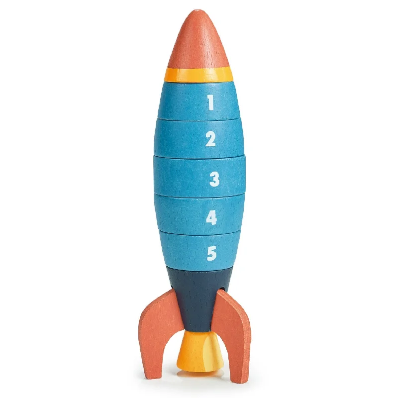 classic wooden toys for kids                Stacking and Counting Rocket