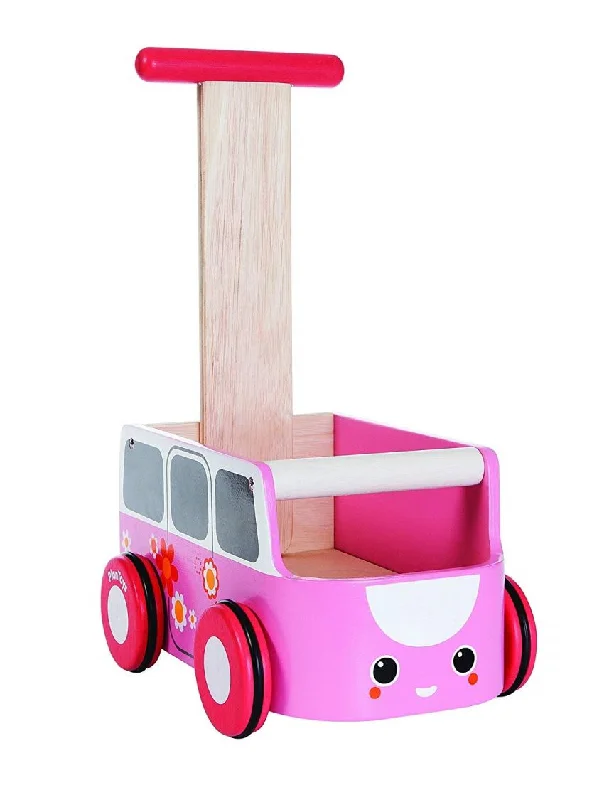 vibrant and colorful wooden toys for toddlers                   Van Walker - Plan Toys Pink