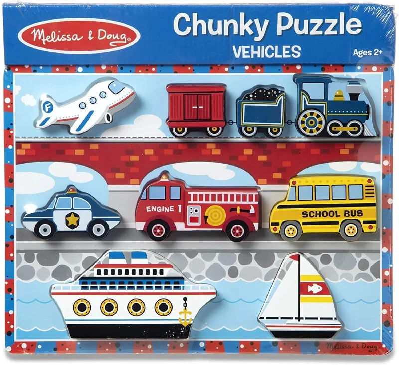 durable wooden toys                  Vehicles Wooden Chunky Puzzle Melissa & Doug