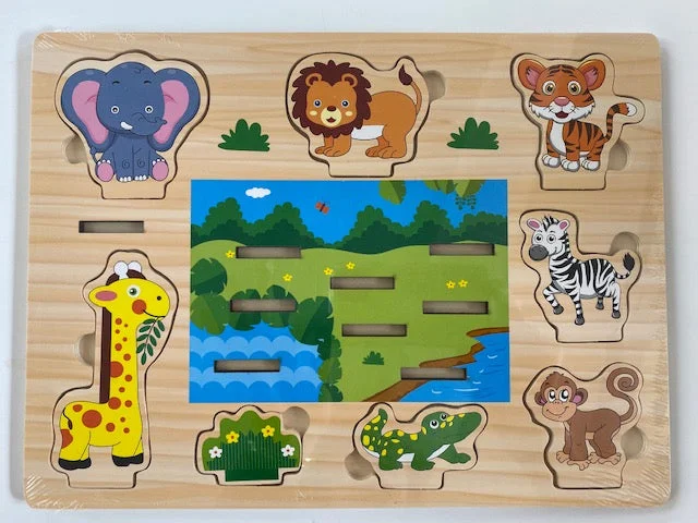 sturdy and durable wooden toys for rough play                   Wild Animal Stand Up Puzzle