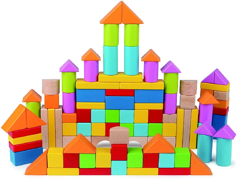 imaginative wooden toys                  Wooden Beech Building Blocks Multicolor Hape