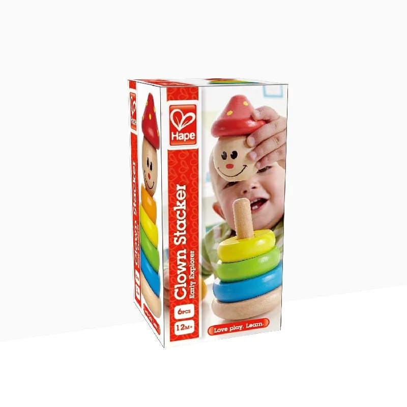 enchanting wooden toys that bring joy and happiness to children                   Wooden Clown Stacker - Hape