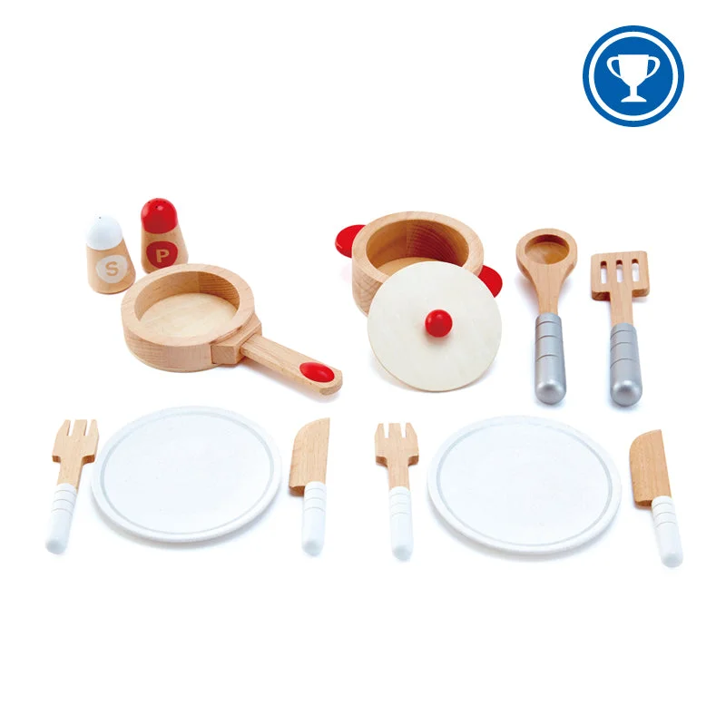 age-appropriate wooden toys                   Wooden Cook & Serve Set Hape