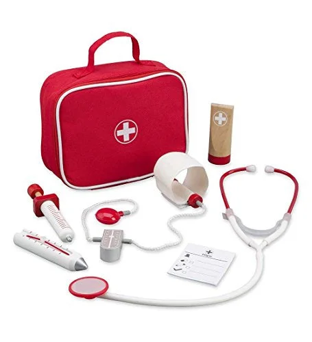 colorful and cheerful wooden toys                   Wooden Doctor On Call Kit Hape