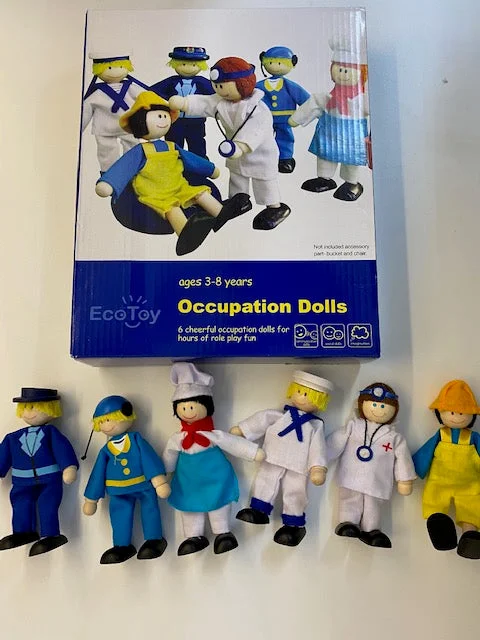 naturally finished and non-toxic wooden toys                   Wooden Dolls occupation set