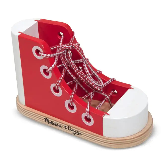 sustainably sourced wooden toys                   Wooden Lacing Shoe