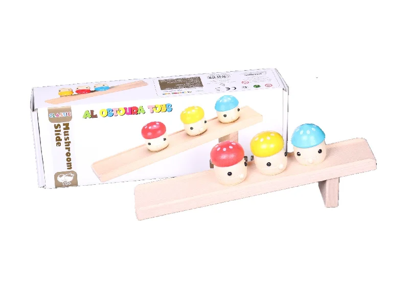 classic wooden toys for kids                Wooden Mushroom slide play