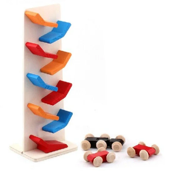 beautifully detailed wooden toys                  Wooden Race Car Drop - ramp racer