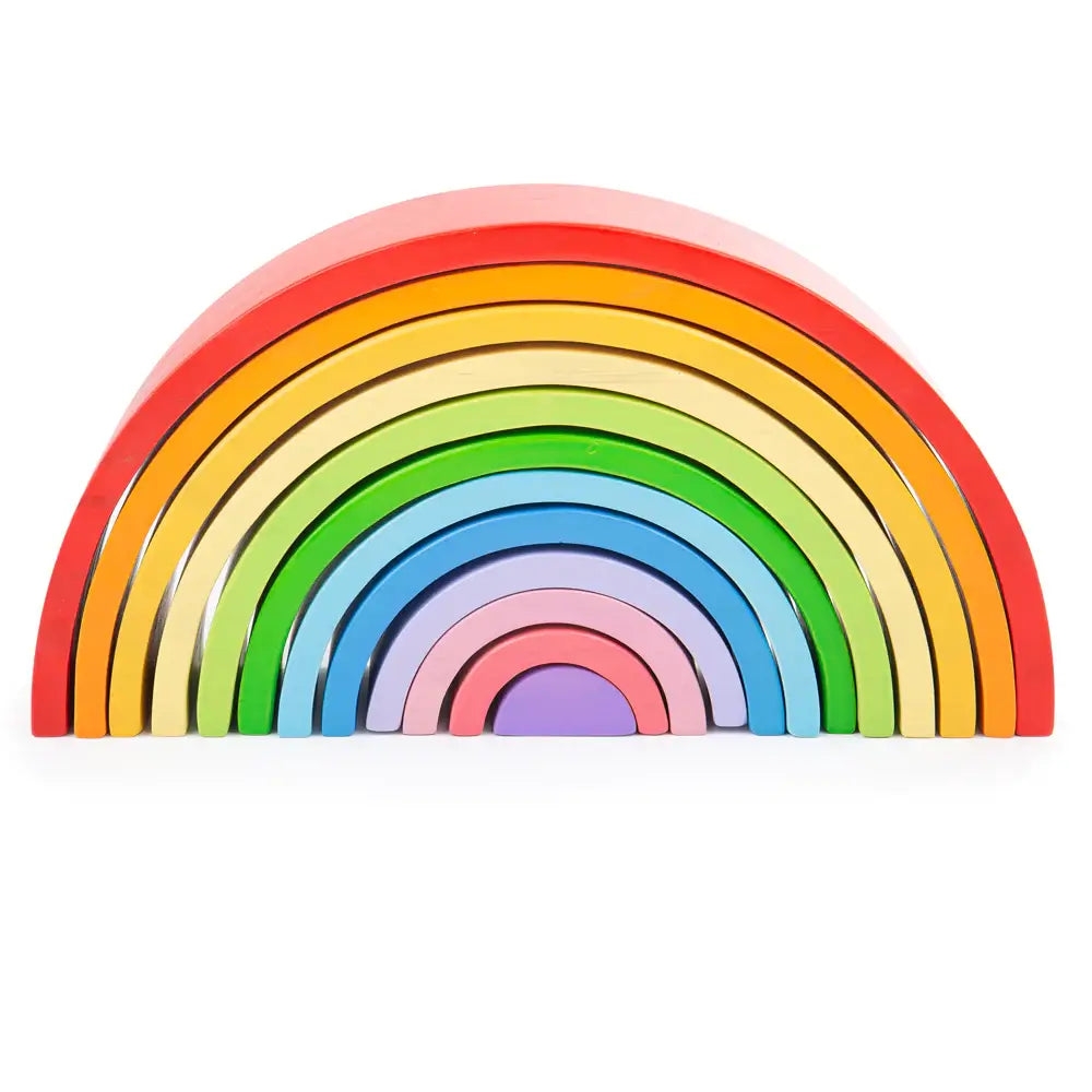 eco-friendly and sustainable wooden toys that promote environmental awareness                   Wooden Stacking Rainbow - Large