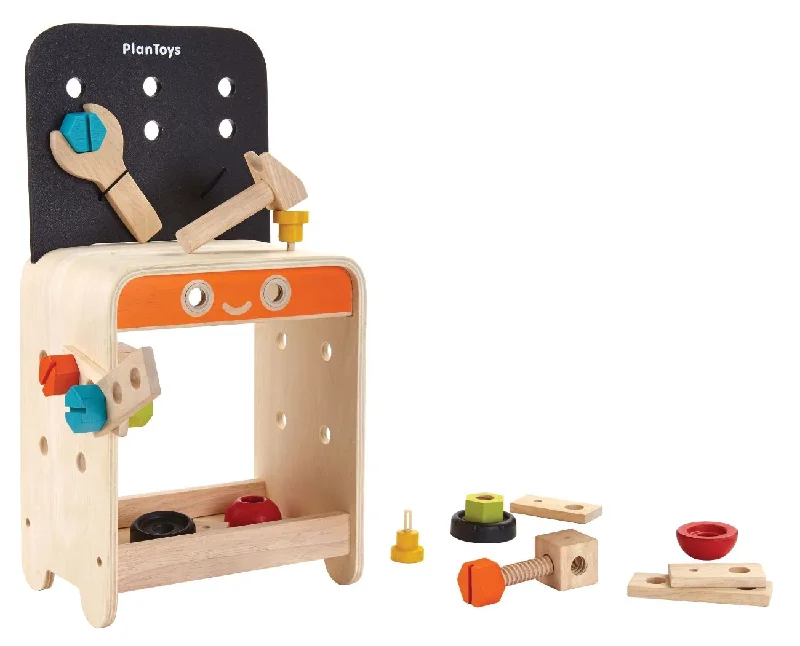 sturdy and long-lasting wooden toys for active play                   Workbench - Plan Toys