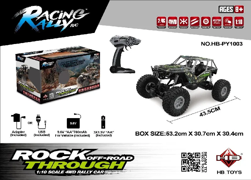 Realistic toy cars1:10  Climbing Car W/ 3 Pin Charger 3Asst   W.Box