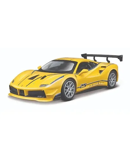 High-quality materials toys Bburago Ferrari 488 Challenge Die-cast Metal Model Car - Yellow