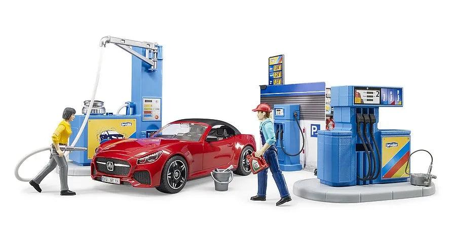 Playful toys BRUDER Bworld Filling Station with Vehicle and Car Wash