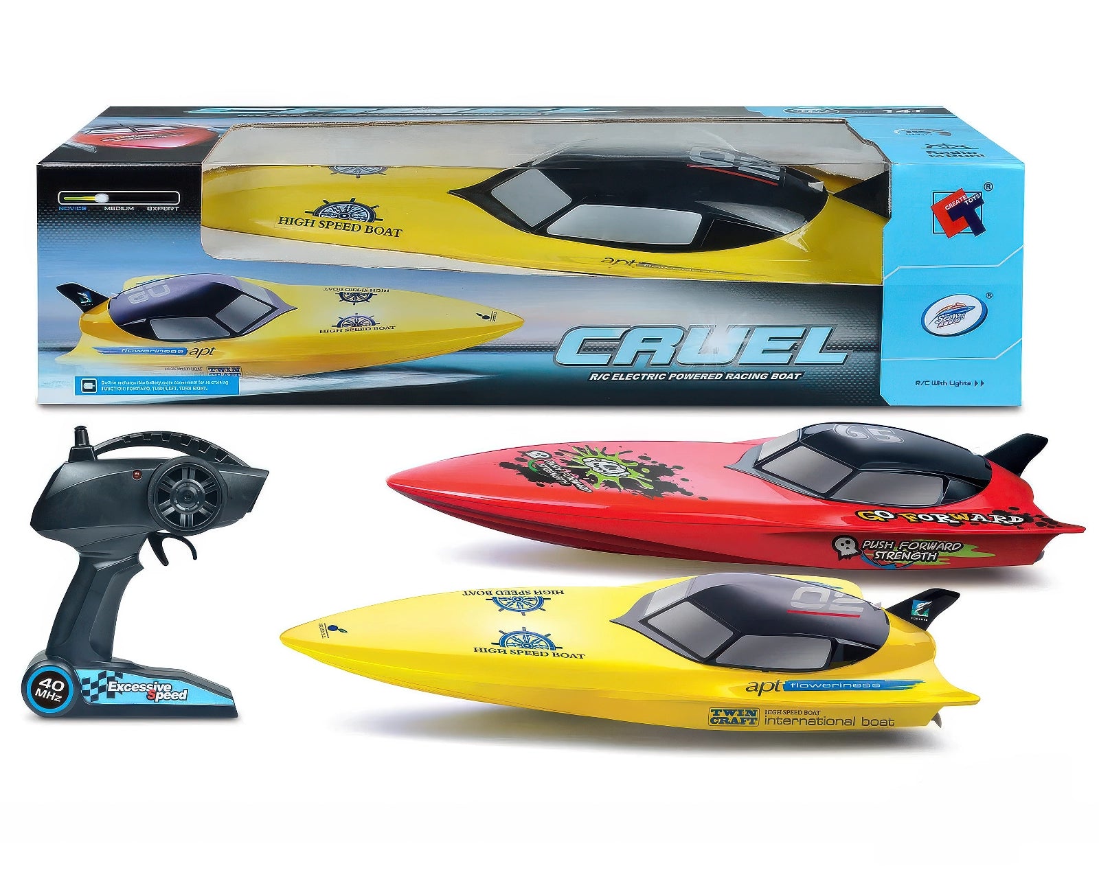 High-quality materials toys CRUEL High-Speed 2.4 GHz RC Racing Boat 74cm with Lights High-quality materials toys CRUEL High-Speed 2.4 GHz RC Racing Boat 74cm with Lights