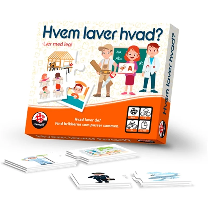 Thought-provoking puzzles Danspil Hvem Laver Hvad?