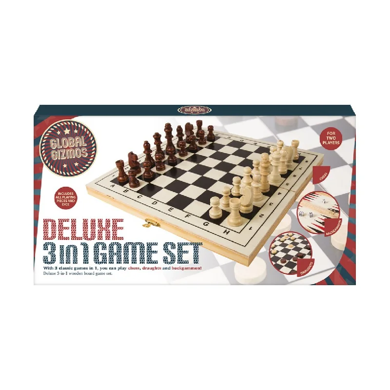 Relaxing games Deluxe 3 in 1 Wooden Games Set