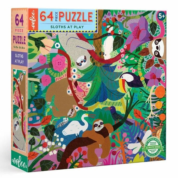 Age-appropriate puzzles eeBoo 64 pc puzzle | Sloths at Play