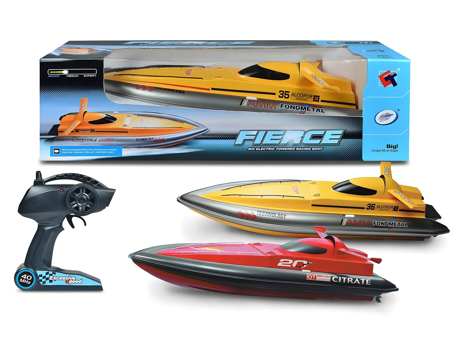 Enthusiastic toysFIERCE Super Large Size Remote Controlled Racing Speedboat 80cm
