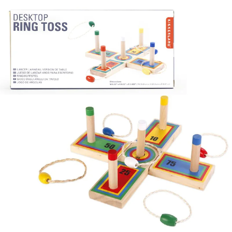 Educational games Kikkerland Desktop Ring Toss Novelty Retro Table Game