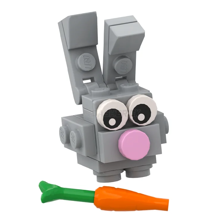 Stimulating and engaging LEGO playLEGO "Brick Bunny" Grey, Easter Bunny with Carrot [MiniMOC]