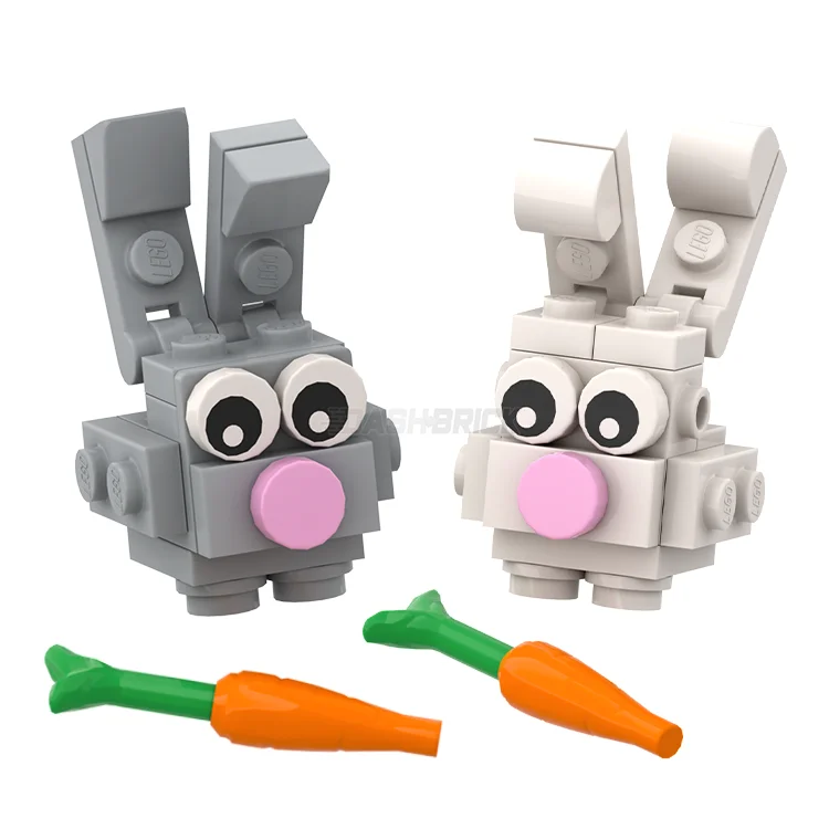 Family-friendly LEGO experiencesLEGO "Brick Bunny" White & Grey, Easter Bunnies with Carrot [MiniMOC]