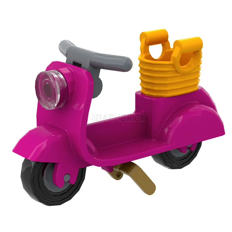 Offering endless possibilities LEGOLEGO Minifigure Accessory - Scooter with Basket, Magenta [MiniMOC]