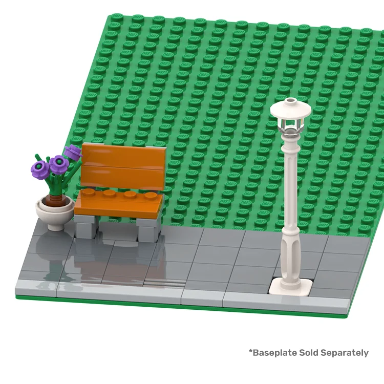 Endlessly customizable LEGO setsLEGO Modular Street, City Street with Lamp Post, Bench Seat, Grate (for 8 x 16) [MiniMOC]