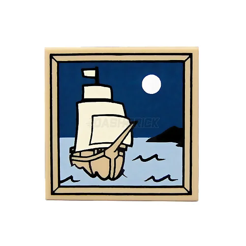 Fostering patience and perseverance LEGOLEGO® Tile - Sailing Ship and Moon Painting/Picture (2 x 2 Tile) [3068bpb0408]