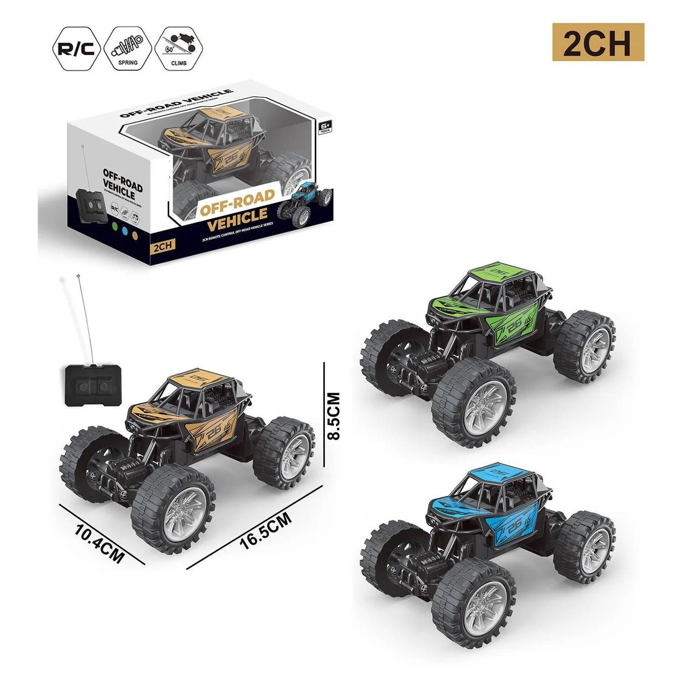 Enthusiastic toysMini 2-Channel RC Remote Controlled Climbing Car - Assortment