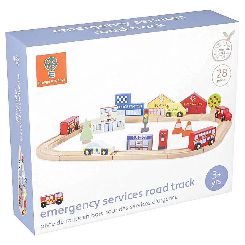 Durable toysOrange Tree Toys Wooden Emergency Services Road Track