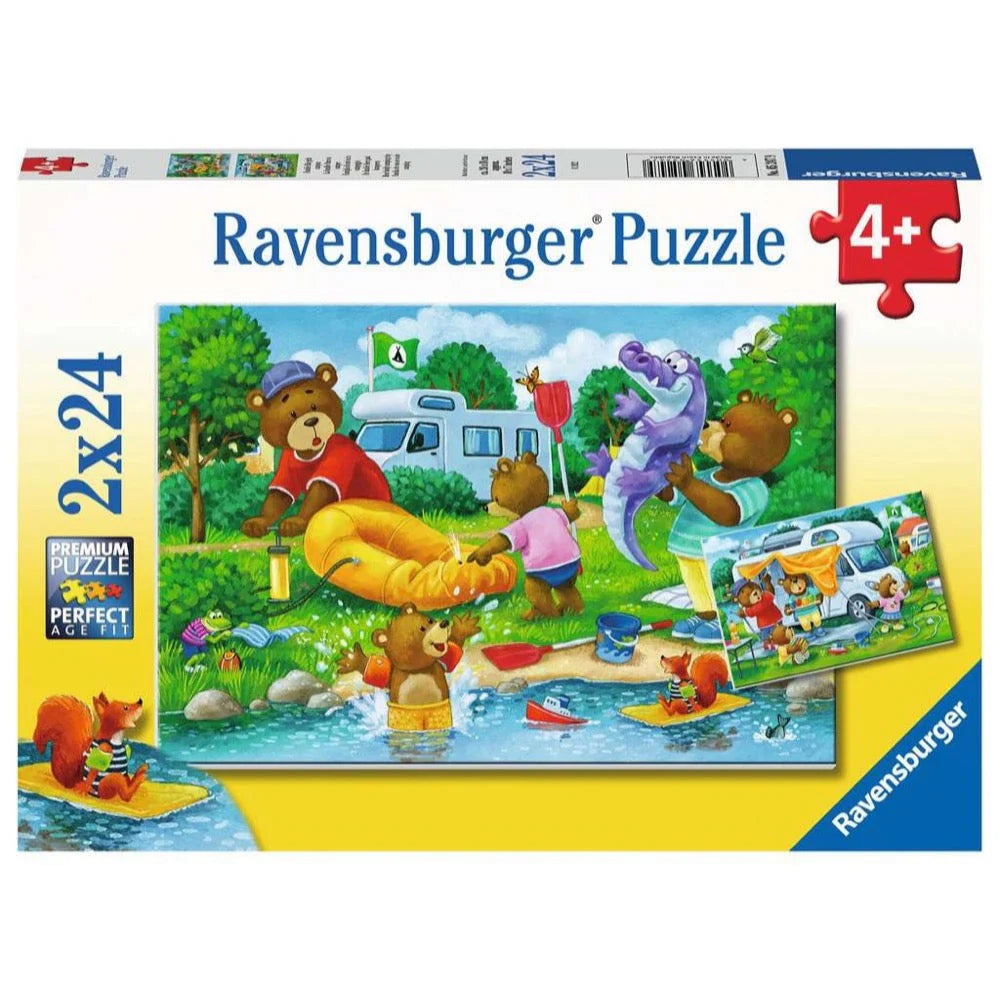 Thought-provoking puzzles Ravensburger Puzzle 2x24pc Bear Family Camping Trip