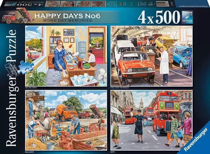 Exciting gamesRavensburger Puzzle | 4x500pc | Work Day Memories