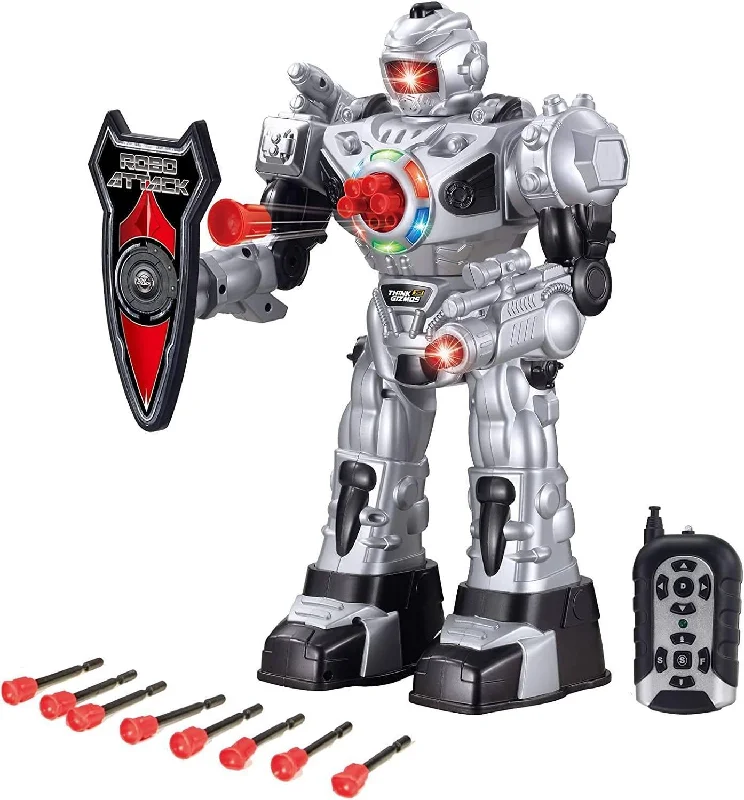Playful toys RoboAttack Large Remote Control Interactive Robot - Silver