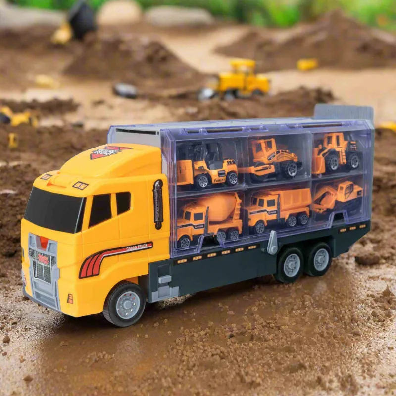 Realistic toy carsTeamsterz Construction Transporter Toy Truck Playset