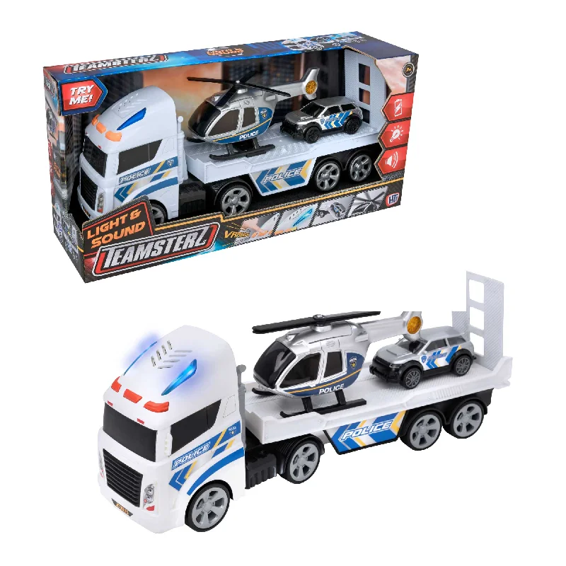 Fun toy carsTeamsterz Mighty Machines Small Light & Sound Police Helicopter Transporter Fun toy carsTeamsterz Mighty Machines Small Light & Sound Police Helicopter Transporter