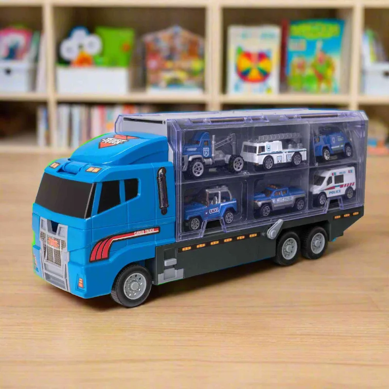 Enthusiastic toysTeamsterz Police Service Transporter Toy Truck Playset